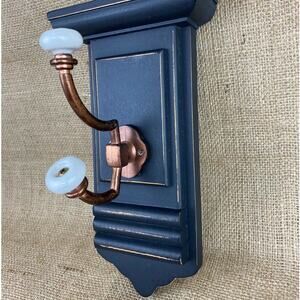 Rustic Wall Hook Plaque with White Porcelain Knobs